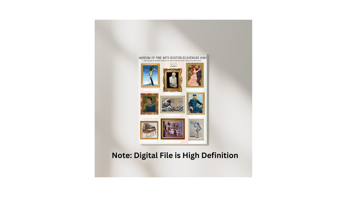 Boston Museum of Fine Arts (MFA) Treasure Hunt for Kids Printable PDF