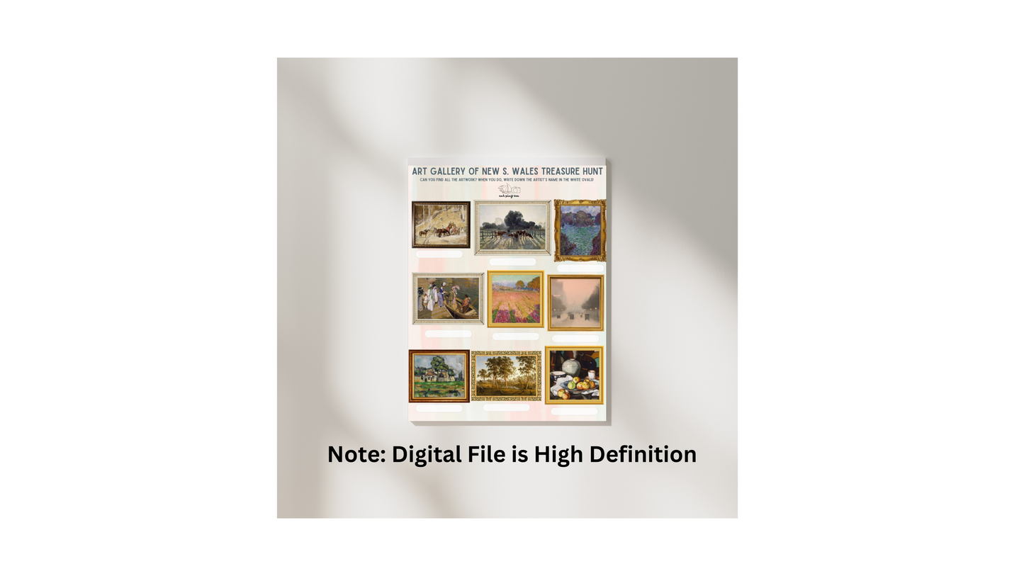 Art Gallery of New South Wales Treasure Hunt for Kids Printable PDF